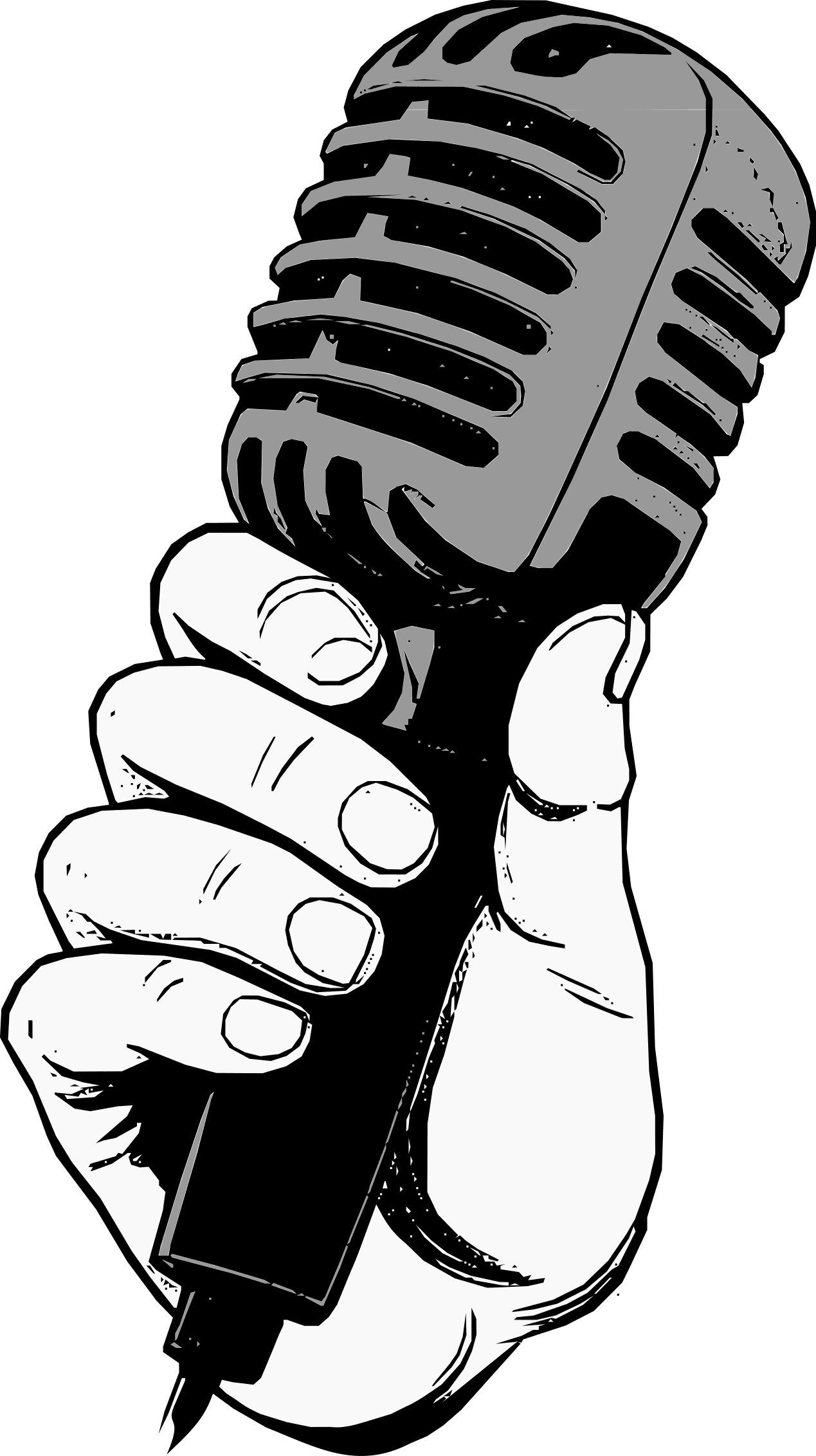 Hand holding microphone